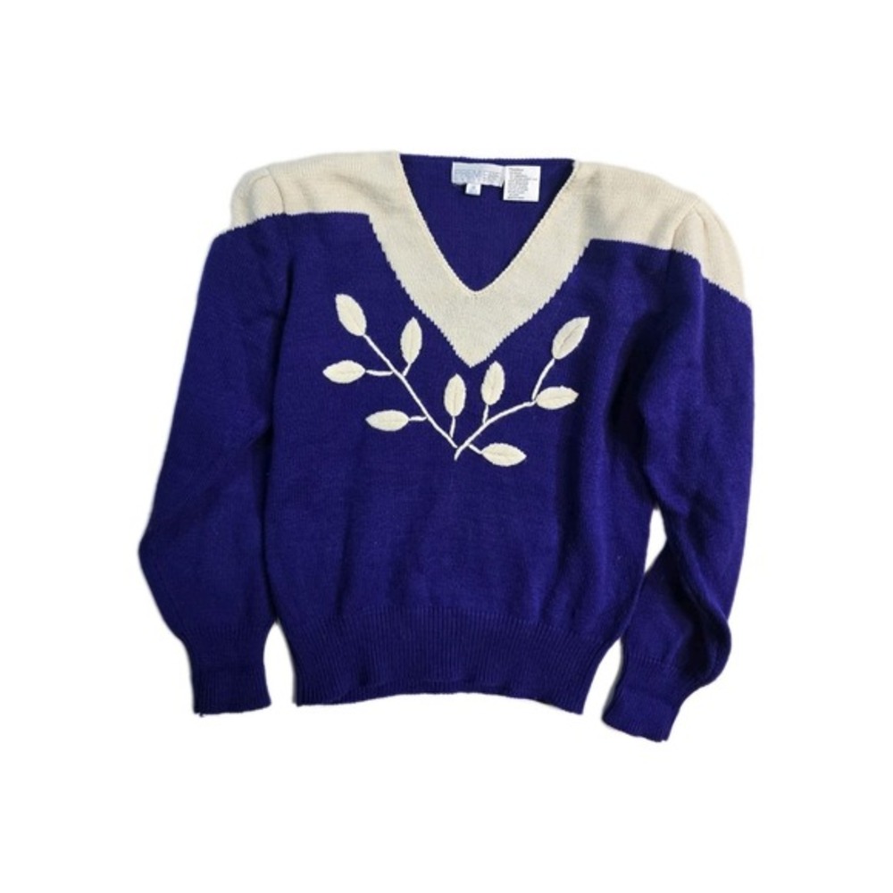 Vintage Women's Sweater M Purple‎ Acrylic Lamb Wool Premiere Editions